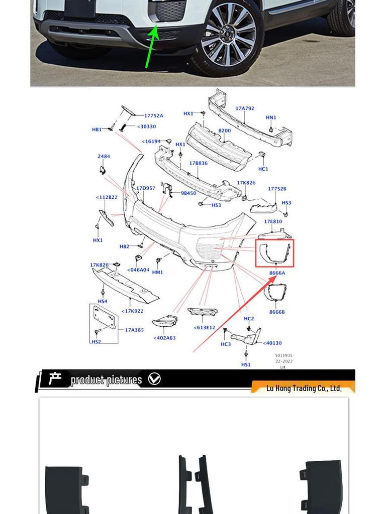 Placă de bază cadru proiector ceață compatibilă pentru bara de protecție față Dynamic Land Rover Range Rover Evoque (LR079387, LR079375)