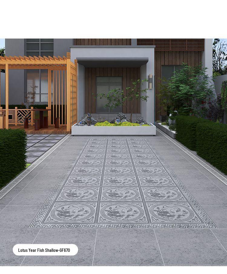 600x600 Chinese Antique Courtyard Anti-Slip Floor Tiles for B&B and Restaurant
