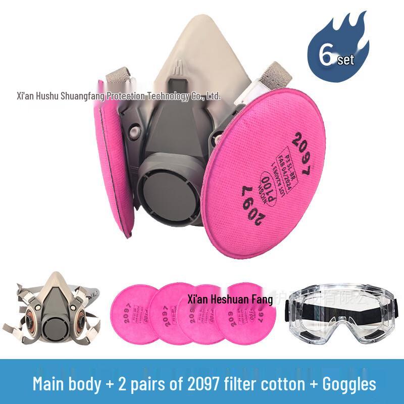 Yuanzu KN95 Half-Face Dust Mask & Goggles 6-Piece Set