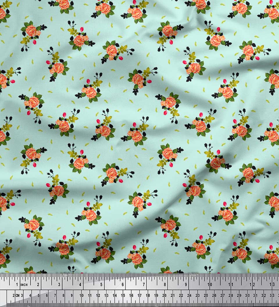 

Soimoi Purple Japan Crepe Satin Fabric Leaves & Grandiflora Roses Floral Print Sewing Fabric metre 42 Inch 42 Inch Wide - Poly Crepe зелений