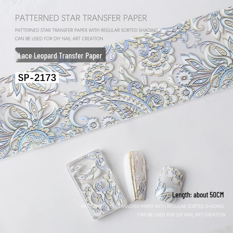 

Звездное небо и леопардовое кружево лазерные переводные наклейки для нейл-арта