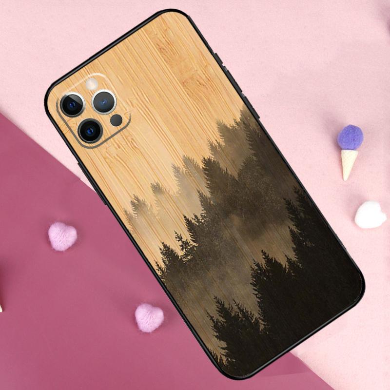 Baum Blüte Bambus Holz Handyhülle Für iPhone 17 Pro Max 11 14 15 16 Pro Max Plus 13 12 Mini 16e 17 Air Rückseite