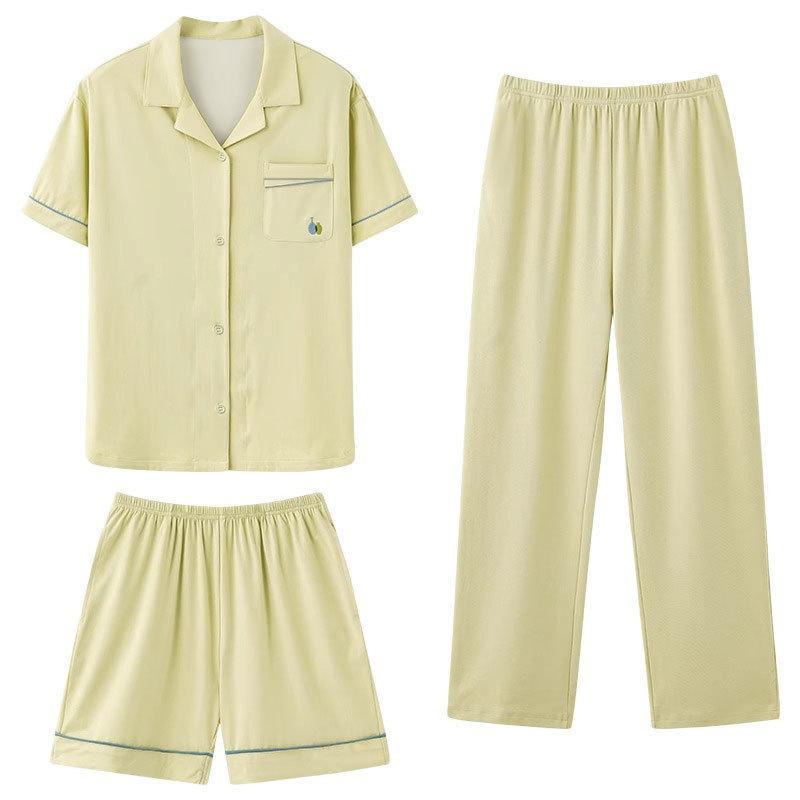 Summer Pajamas Women'S Suit Simple Small Fresh Short Sleeves Shorts Trousers Casual And Comfortable Loungewear Can Be Worn Outside Women
