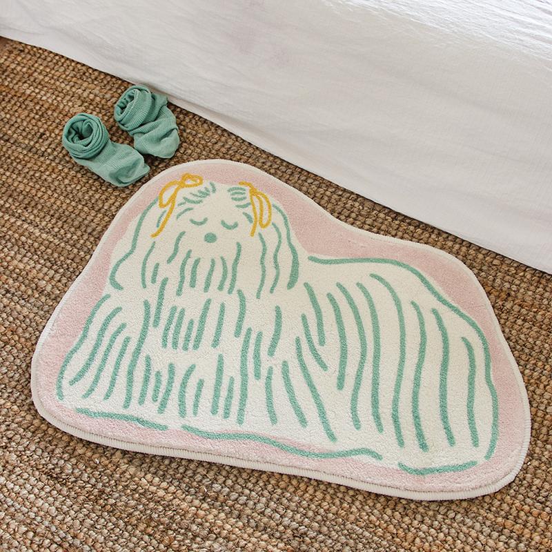

VIKAMA Summer Ins Style Girl Cartoon Dog Bedroom Bedside Blanket Living Room Sofa Floor Cushion Home Decor Ins 40X60CM(1.3X2FT