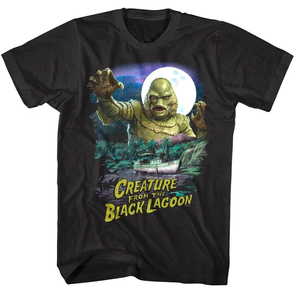 Мужская футболка Creature from the Black Lagoon Лодка Ночь 4XL