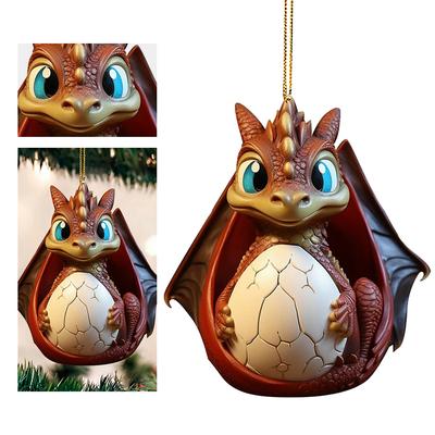 Christmas Dragon Egg Tree Pendant Novelty Dragon Egg Decoration Cute Dragon Statue Realistic for Home and Car Decoration