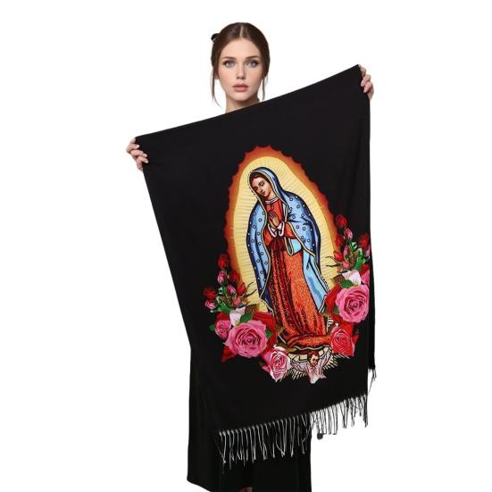 Yousheng Virgin Mary Shawl Scarf Soft Cashmere Warm Wrap Tassel Scarves Winter Lightweight Blanket Versatile Religious Accessory
