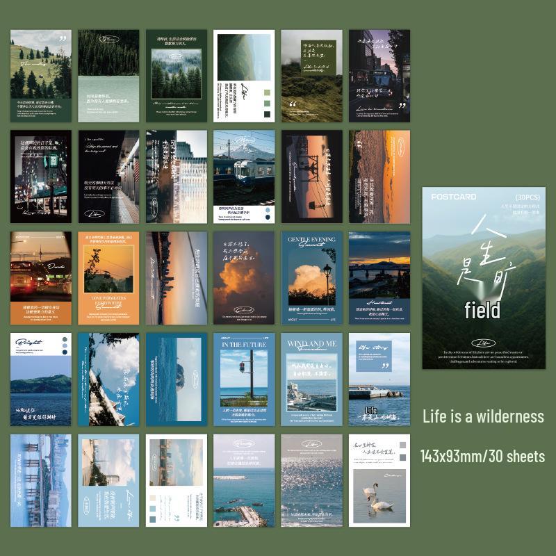 30 Hand-Painted Inspirational Postcards:  Life is a Wilderness  Greeting and Birthday Gift Cards