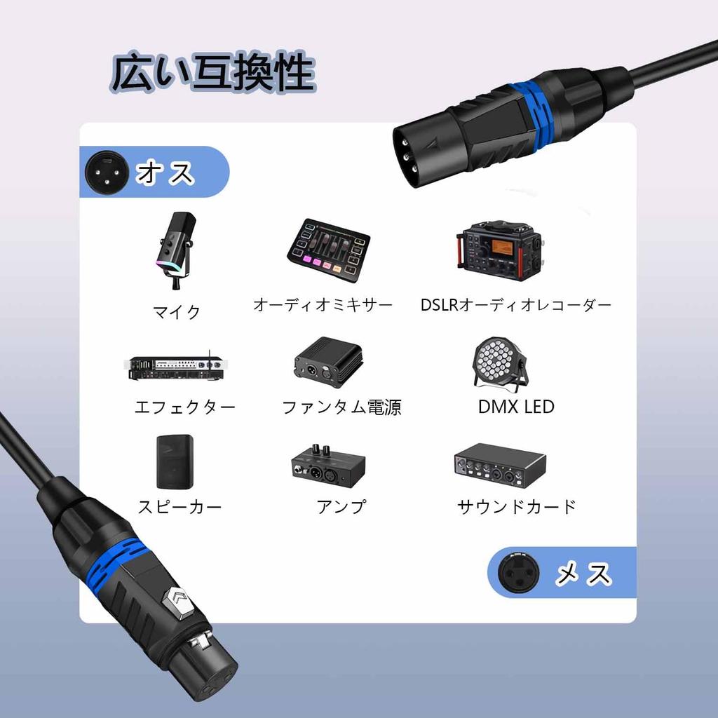 5m XLR Microphone Cable, Canon Cable, Microphone Extension, 3-Pin XLR Male to Female, XLR Balanced Connection, for Professional Recording, Compatible