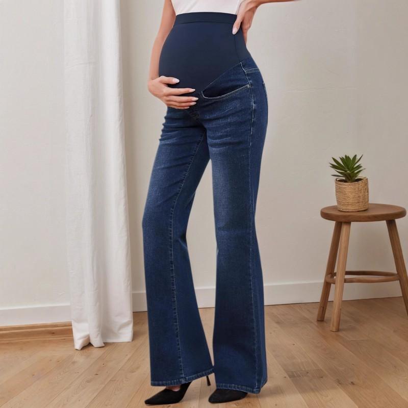 Maternity Jeans Flare Pants Slim Fit High Waist Stretch Casual Daily Wear