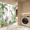 GAEJungle Animal Shower Curtain Forest Giraffe Elephant Rainforest Tropical Safari Green Plant Wildlife Parrot Watercolor Show