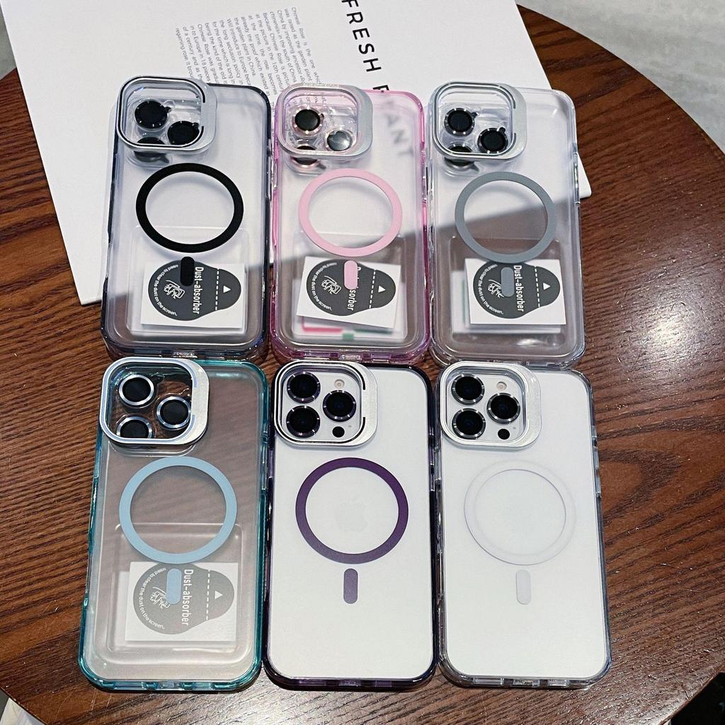 iPhone 17 Pro Max Magnetic Lens Stand Case - Transparent, Drop-Proof, Full Coverage Protective Case
