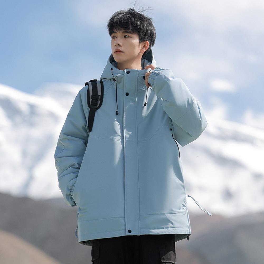 Men's tooling down jacket winter new loose thickened white duck down warm winter hooded jacket down jacket