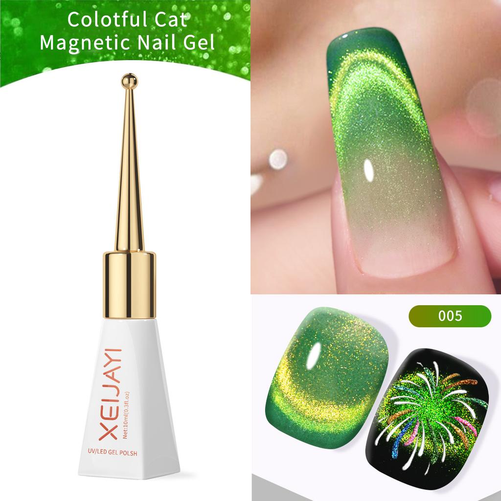 10ML 3D Effect Magnetic Cat Eye Gel Nail Polish Long Lasting Salon Quality Galaxy Firework & Shifting Sand Nail Art UV/LED Cured