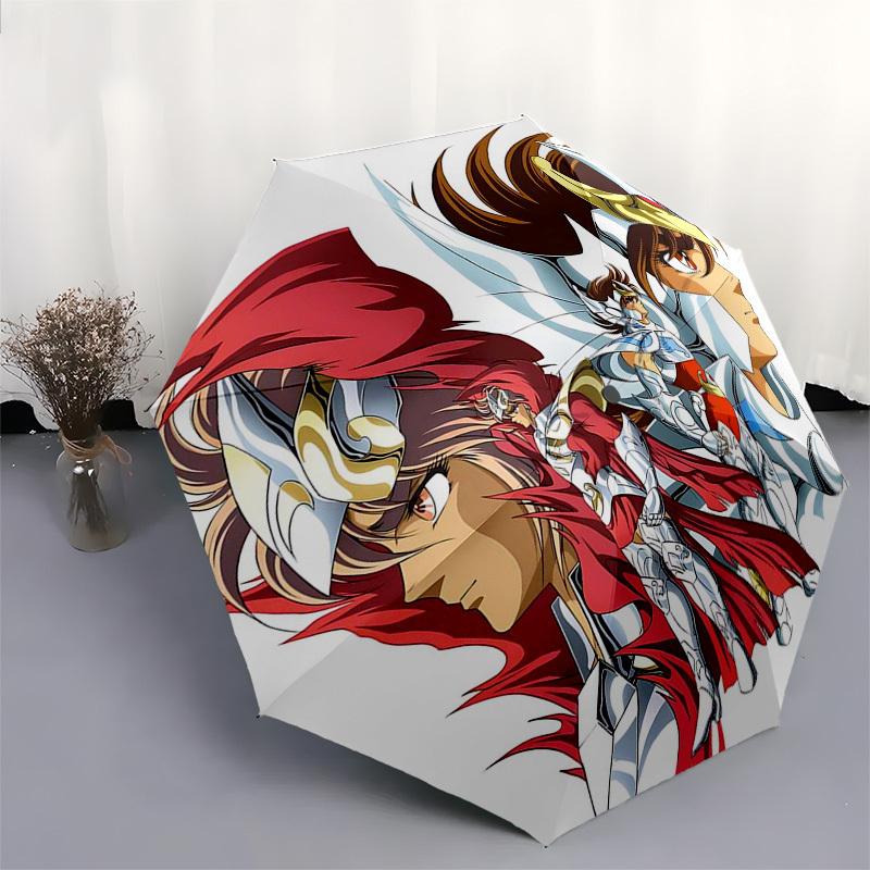 1pc Saint Seiya Myth Cloth: Auto-Folding Umbrella with 3-Fold Design, 8-Bone Frame, Outdoor for Fans, Travelers, Everyday Use, Gift Idea.T066