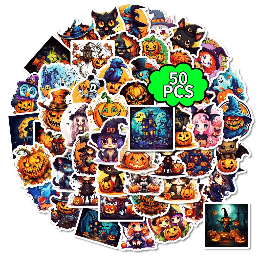 50 Halloween Halloween Pumpkin Witch Sticker Sticker Shein Horror Sticker