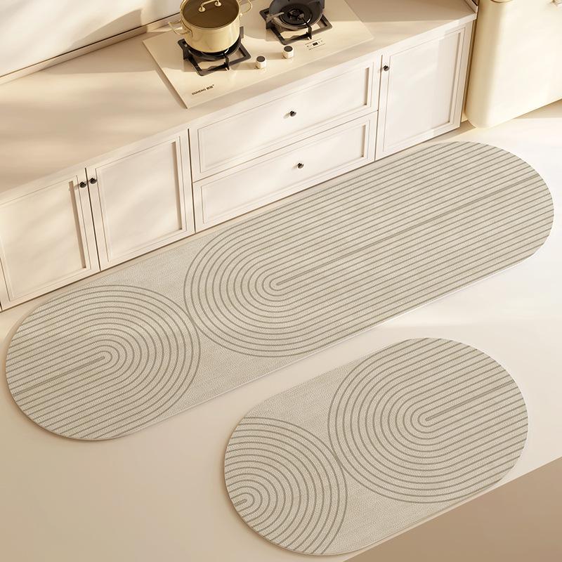 Wabi-Sabi Waterproof Non-Slip Leather Kitchen Floor Mat, Easy Clean, Oil-Proof