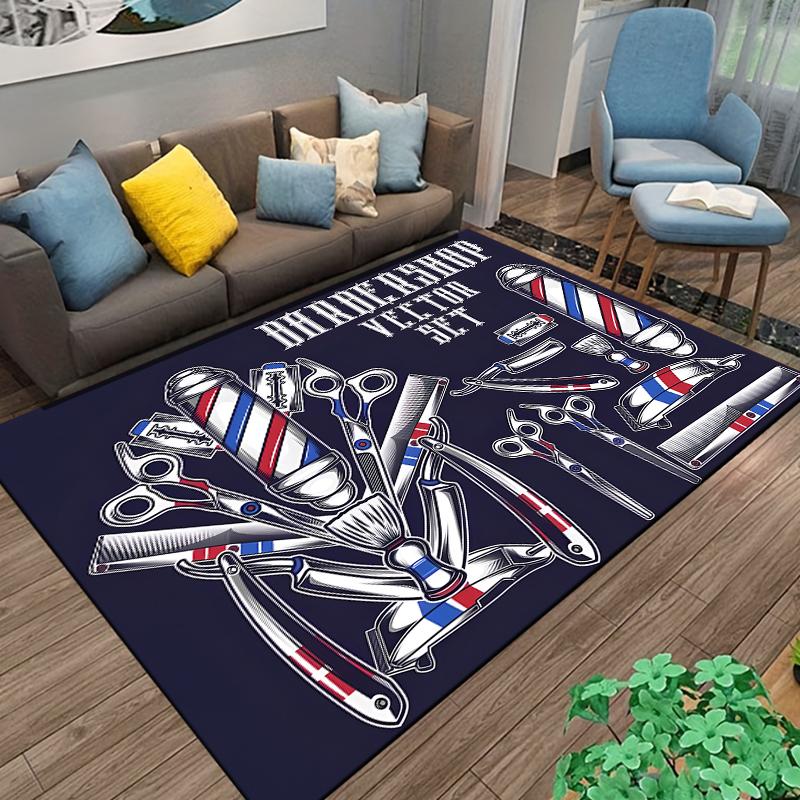 Segnaletica retrò per barbieria Tappeto Area Tappeto Grande per Soggiorno Camera da Letto Cucina Bagno Comodino Gioco Antiscivolo telecamere