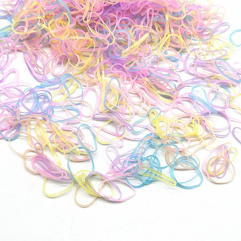500pcs Cute Colourful Rubber Ring Disposable Elastic Hair Bands Ponytail Holder Rubber Band Scrunchies Kids Hair Accessorie
