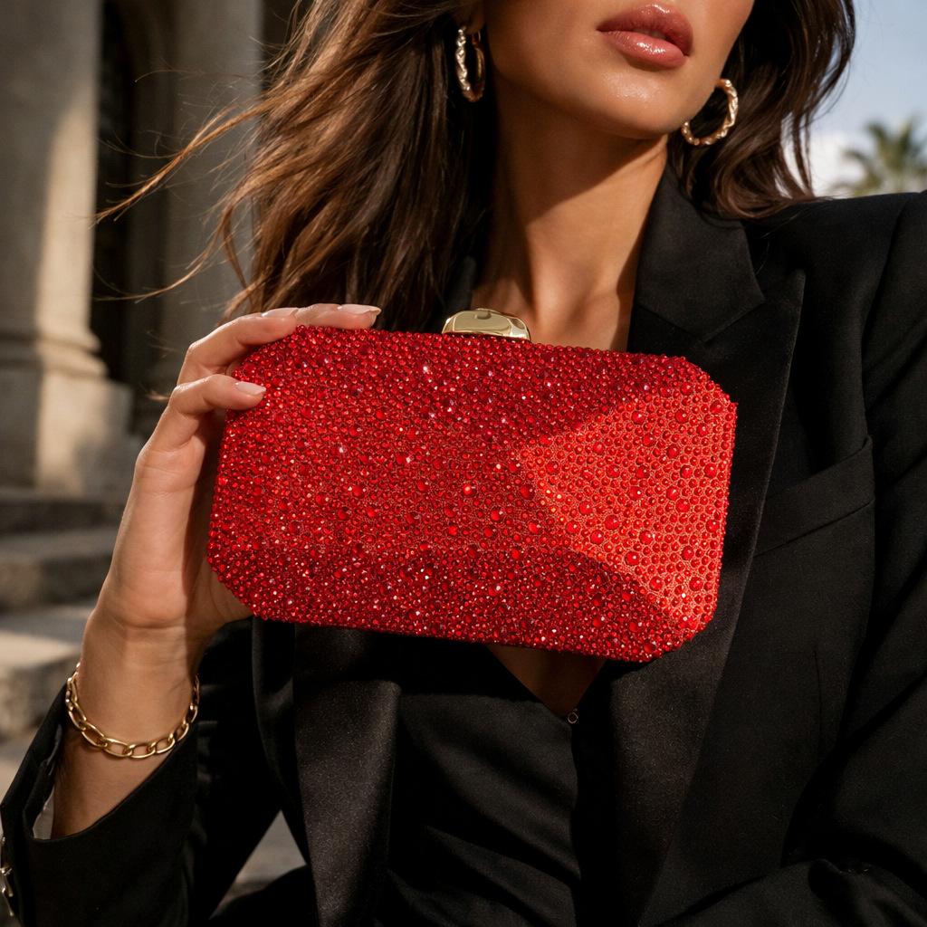 

Diamond Shaped Bag One-Shoulder Crossbody Fashion Personality Celebrity Dinner красный