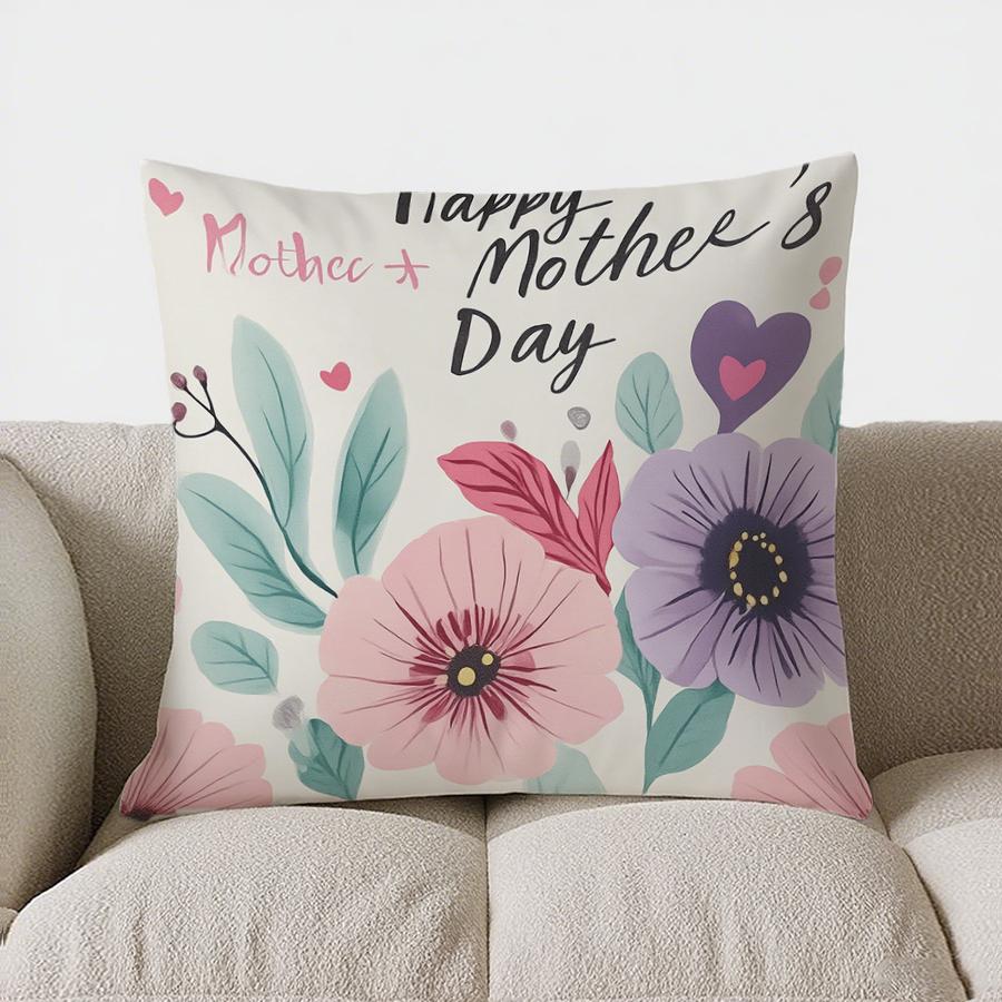 Home Decor Happy Mother'S Day Floral Heart Throw Pillow Pattern Cushion Cover Suitable For Sofa Bedroom Car Pillow Cover
