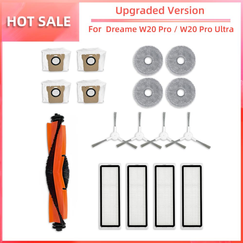 Compatible for Dreame W20 Pro / W20 Pro Ultra Brush HEPA Filter Mop Pad Dust Bag Replacement Spare Parts Accessories