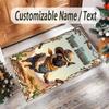 Pug Theme Crystal Velvet Floor Rug Personalized Custom Name Text Warm Carpet Home Decoration