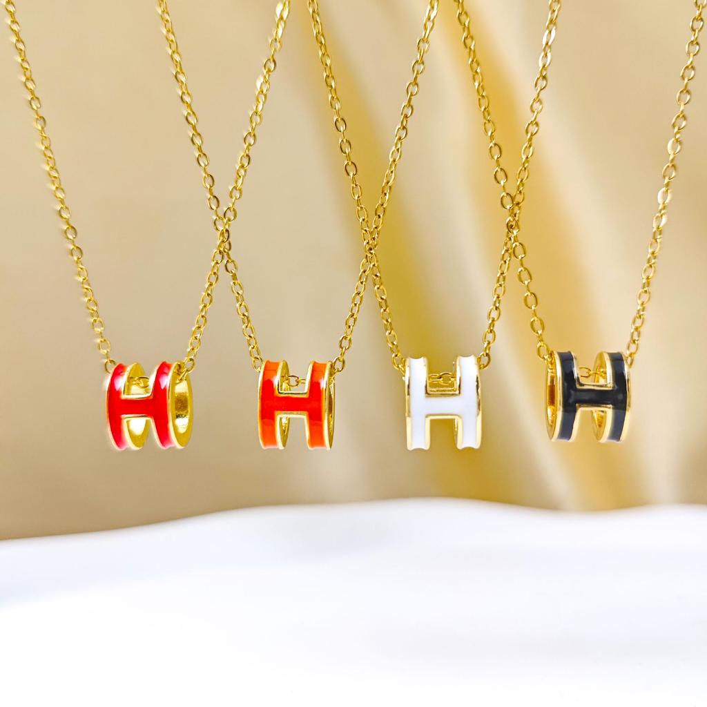 Collana a 'H' Vuota Placcata Oro 18K di Design di Nicchia per Donna - Lussuosa Catena per Clavicola