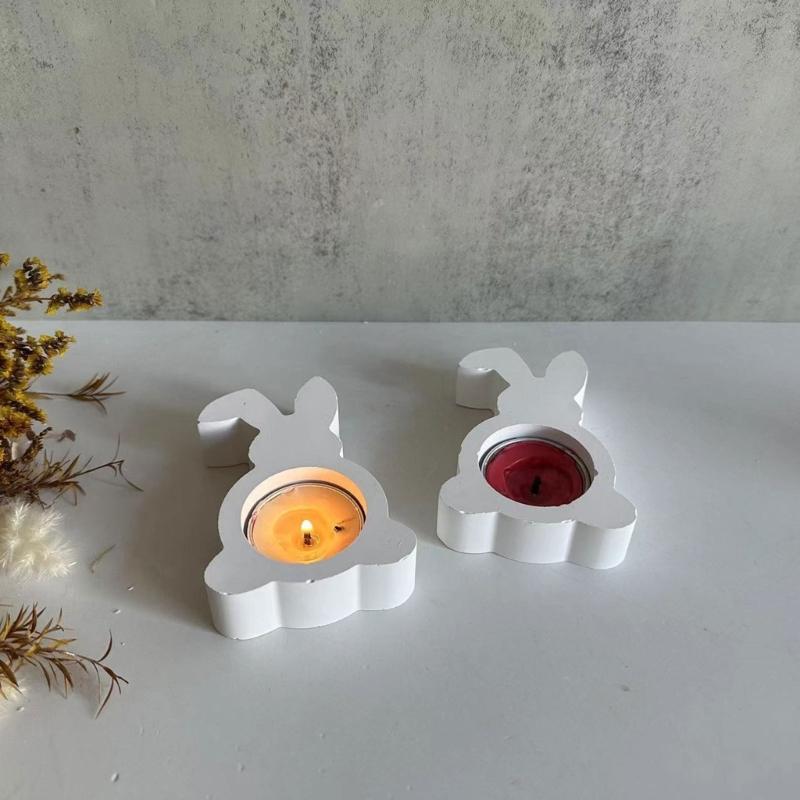 Resin Epoxy Candlestick Silicone Mold Candle Base Mould Rabbit Candle Holders Molds DIY Ornaments Home Decorations