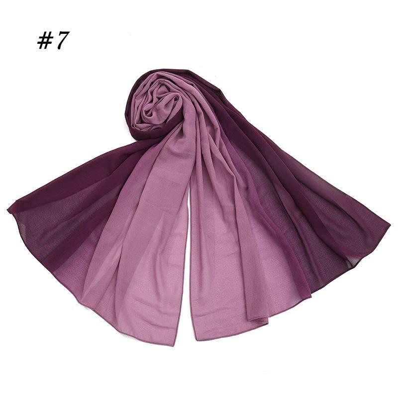 New Fashion Multi-Color Scarf Women With Gradient Chiffon Thin Versatile Headband Muslim Headscarf Ethnic Turban Shawl 175*75Cm