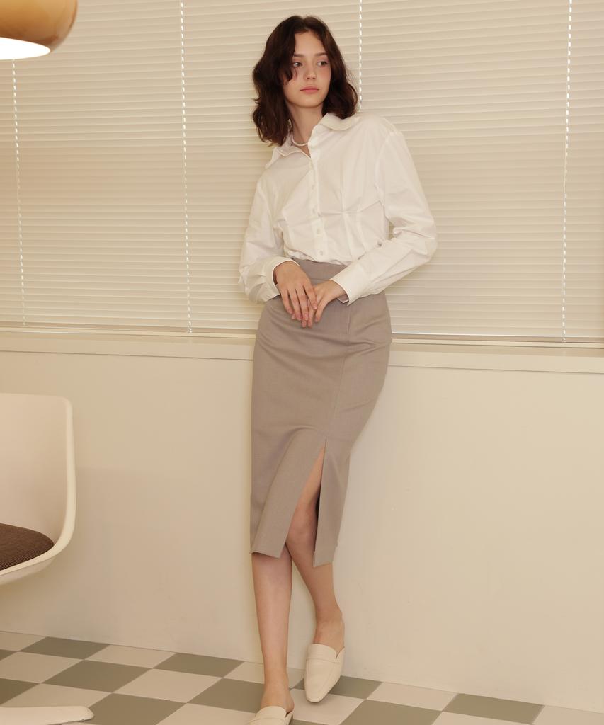 Leobeucham [Jennet Pencil Skirt_Grey Beige] Jennet Pencil Skirt_Grey Beige