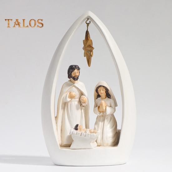 Heilige Familie Harz Figurine Krippen Advent Statue Joseph Jungfrau Maria Geburt von Jesus Skulptur Home Office Desktop Dekoration Ornament