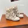 Simedeng FASTTRACK Genuine Leather Wedge Sneakers - Color Block Women's Casual Sports Style