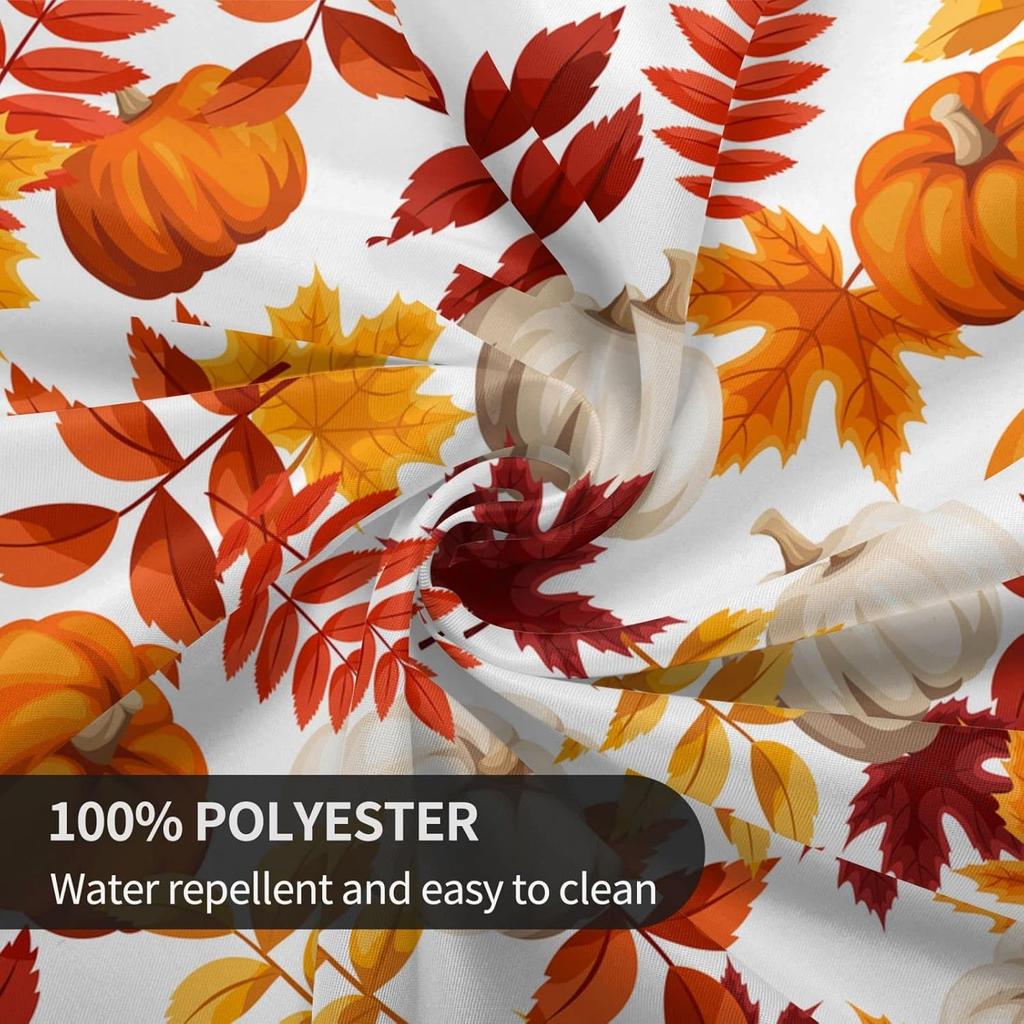 Fall Round Tablecloth 60 Inch Thanksgiving Harvest Autumn Pumpkin Fallen Leaves Maple Leaf Print Decorative Table Cloth Holiday Decorations Seasonal
