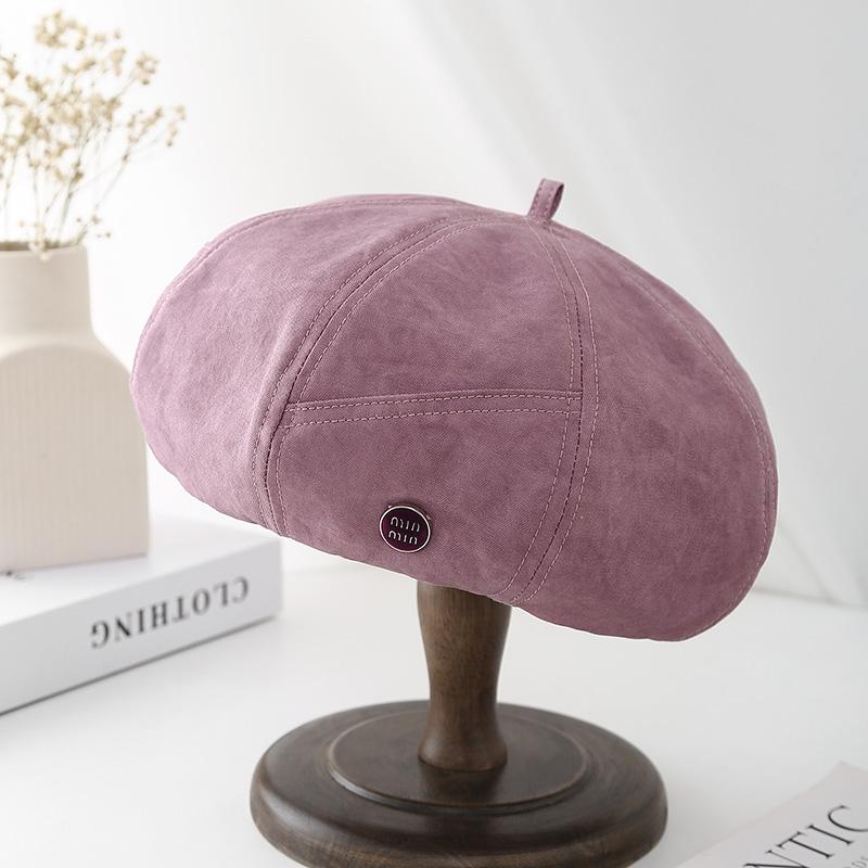 Spring beret children fashion personality letter buckle label literary retro temperament octagonal hat