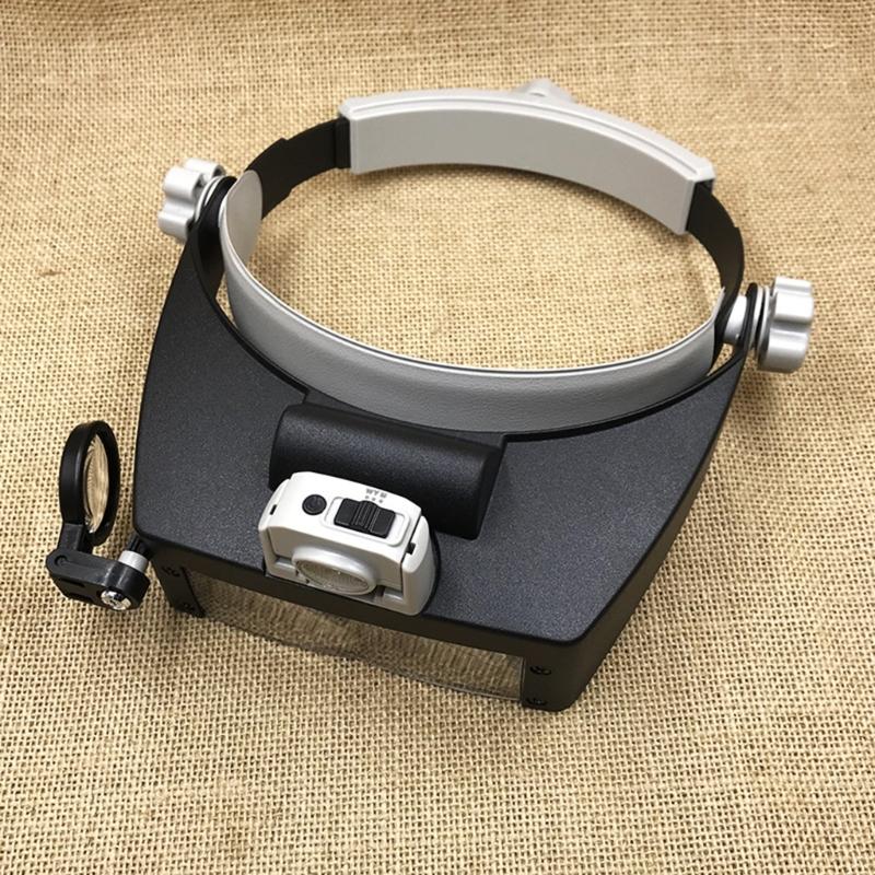 LED Head Magnifier,Hands Free Headband Magnifying Glasses with 5 Led,Professional Jeweler Loupe