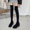 Autunno Inverno Donna Calzino Snellente Elastico Stivali Moda Femminile Tacco Grosso Sopra il Ginocchio Stivaletti Alti