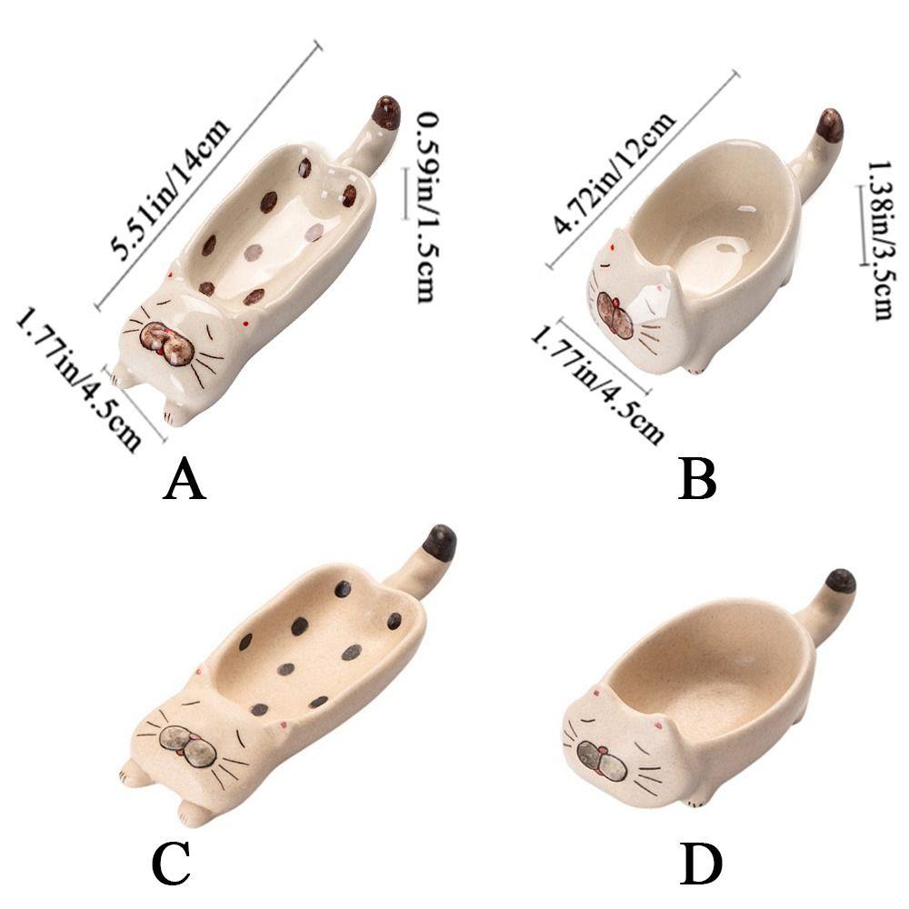 Ceramic Seasoning Plate Multi-purpose Cat Chopsticks Holder Soy Sauce Dish for Sauce