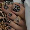 Gold-embellished Leopard Print Toenail Tips Are Waterproof and Long-lasting, Fashionable Nail Decoration, and Easily Create A High-end Manicure Look.
