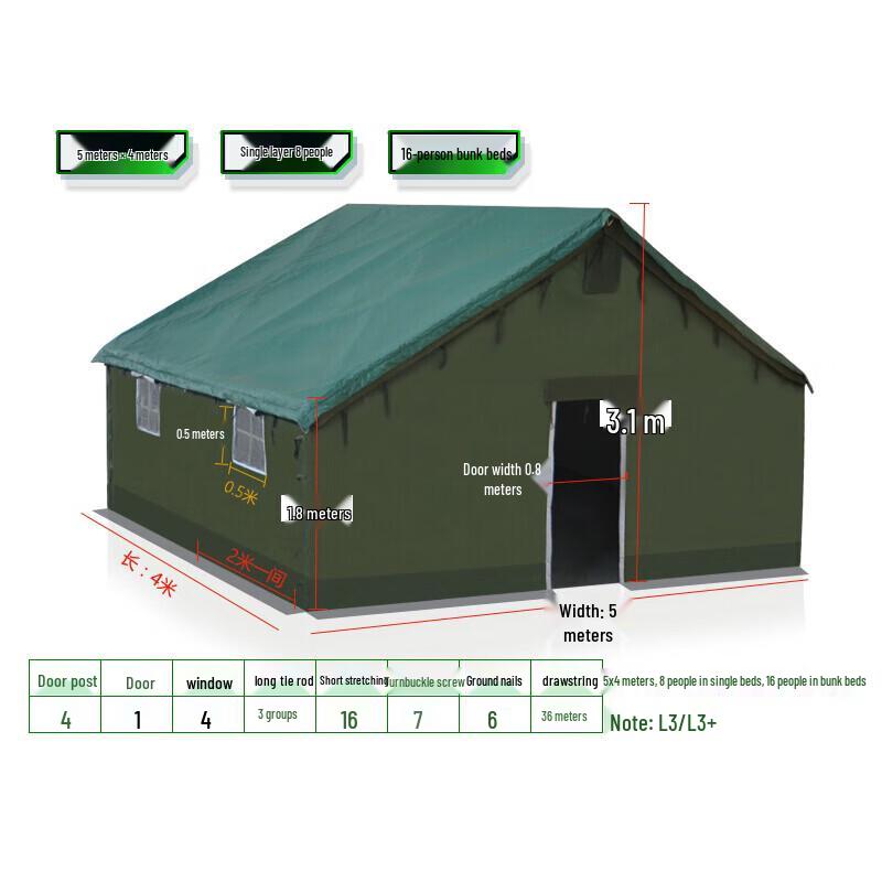 Heavy-Duty Cotton Tent for Construction  Emergency Relief