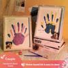 Diy Couple Hand Paint Shadow Box Frame Wooden Handprint Photo Frame 12-Color Paint Set Display Gifts