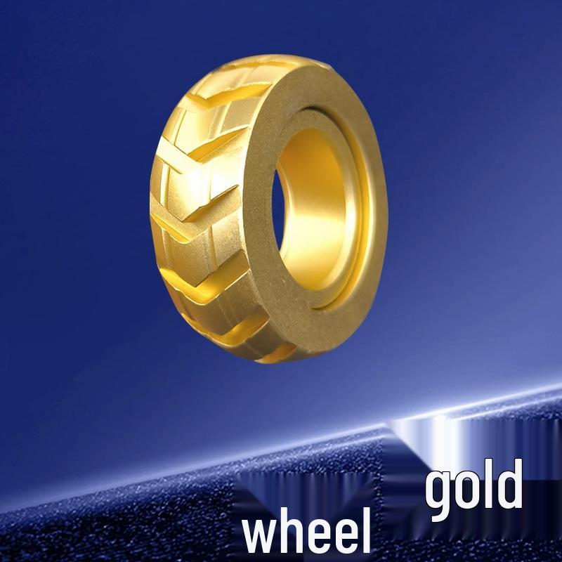 Stainless Steel EDC Decompression Toy Car Tire Mechanic Finger Ring