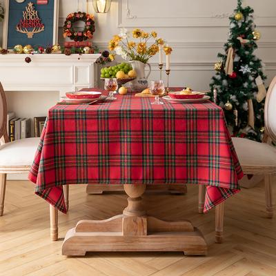 Red And Green Plaid Tablecloth Cotton And Linen Art Table Cloth Christmas Party Decorative Cloth Rectangular Tablecloth Cover Cloth