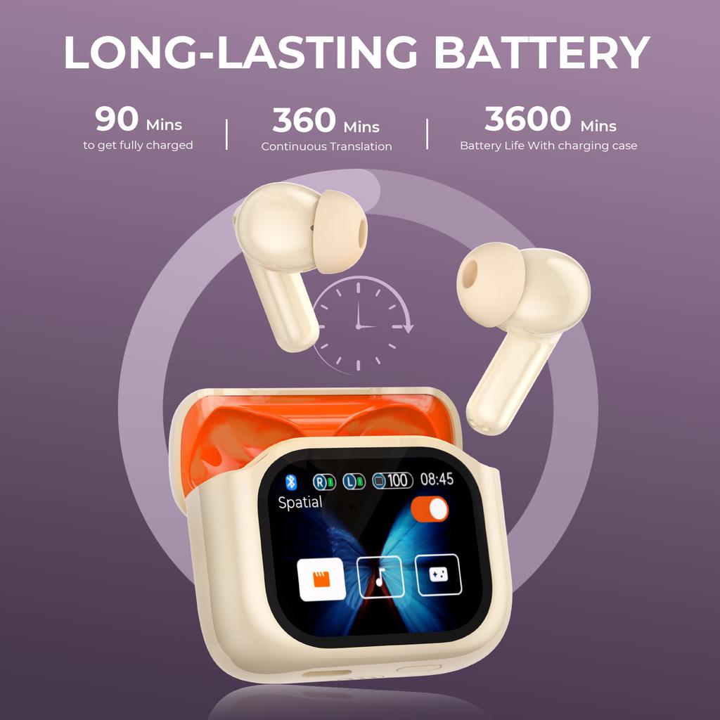 Touch Screen Translator Earbuds Wireless Bluetooth Headphones 144 Languages Translation Have Noise Cancelling Business Headset