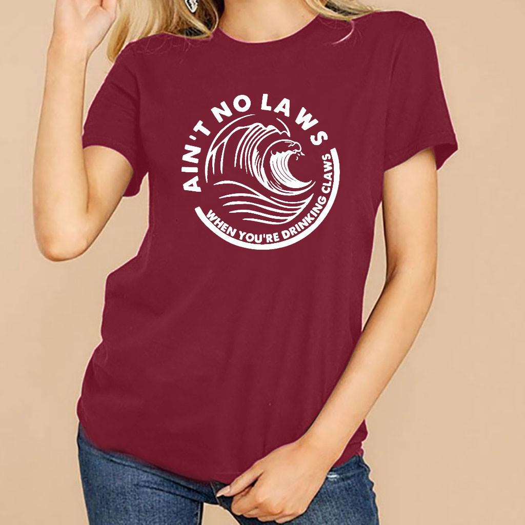 IC Women Aint No Laws When Your Drinking Claws Vintage Shirt White Claw T- shirt купить недорого — выгодные цены, бесплатная доставка, реальные отзывы  с фото — Joom