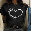New Love Heart Dragonfly Print Women T-Shirt Fashion Casual Short Sleeves Ladies O-Collar T Shirts Streetwear Graphic Print Tops