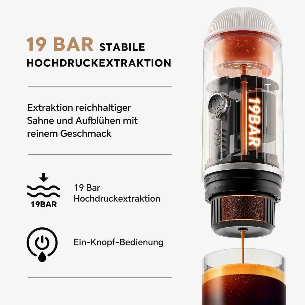 Portable Electric Espresso Coffee Maker Wireless heating 2 IN 1 Extraction Machine Support Ground Coffee and NS capsule