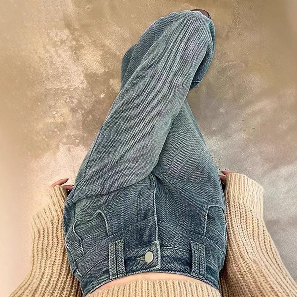 Women's High-Waist Starry Sky Pattern Wide-Leg Jeans