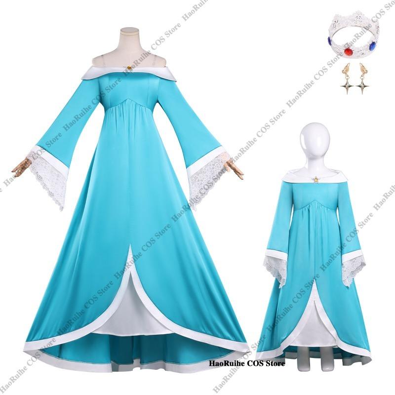 Galaxy Movie Rosalina Super Cosplay Costume Princess Peach Elegant Blue Dress for Women Halloween Carnival New Rosalina Uniform