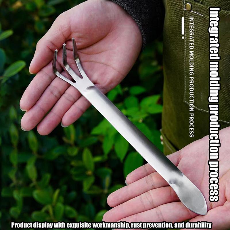 1 buc greblă din oțel inoxidabil pentru rădăcini, bonsai, plante în ghiveci, 3-prong, slăbirea solului, instrument portabil antirugină, greblă pentru grădinărit acasă